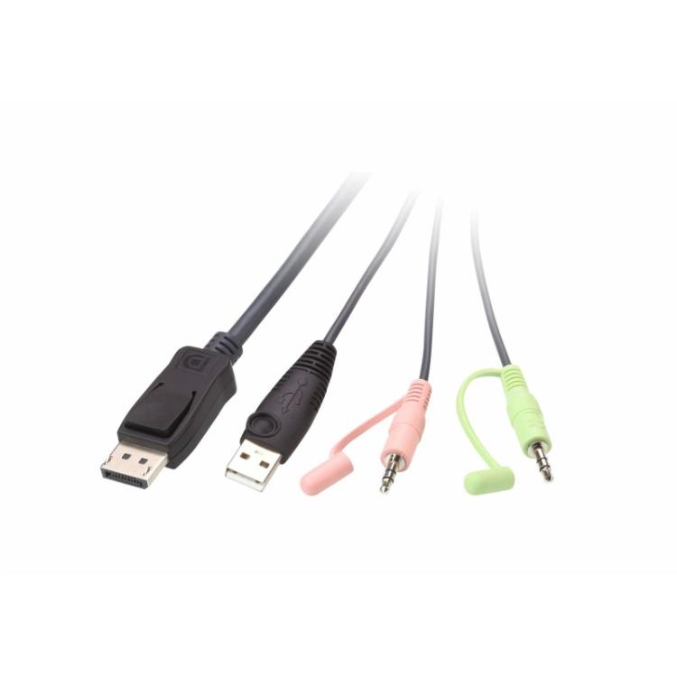 ATEN - Switch KVM formato cable DisplayPort USB de 2 puertos selector remoto de puerto