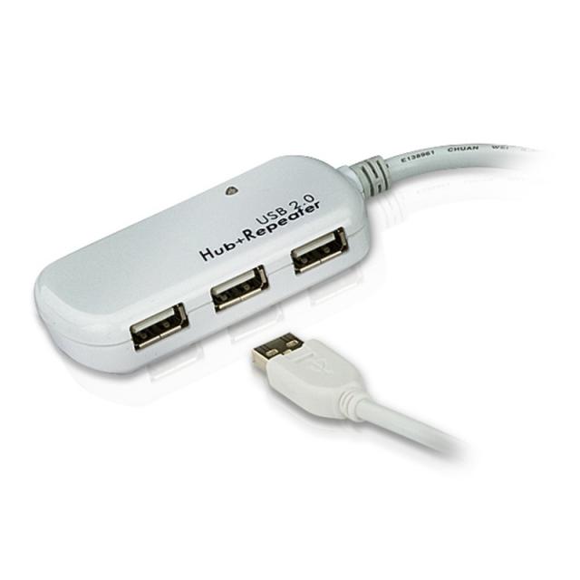 ATEN - Cable extensor USB 2.0 de 12 m con hub de cuatro puertos (soporta conexión en cadena hasta 60 m)