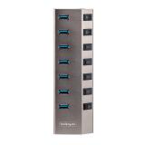 StarTech.com - Hub USB-C Autoalimentado de 7 puertos con Interruptores Individuales - Concentrador USB 3.0 a 5 Gbps con Fuente d
