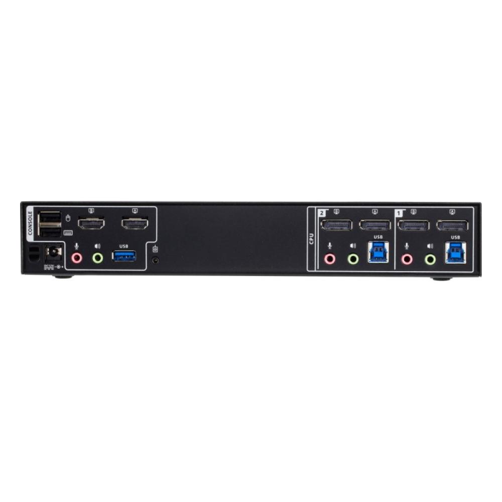 ATEN - Matriz de vídeo en formato compacto KVM DisplayPort 4K dual display de 2 puertos con Boundless Switching