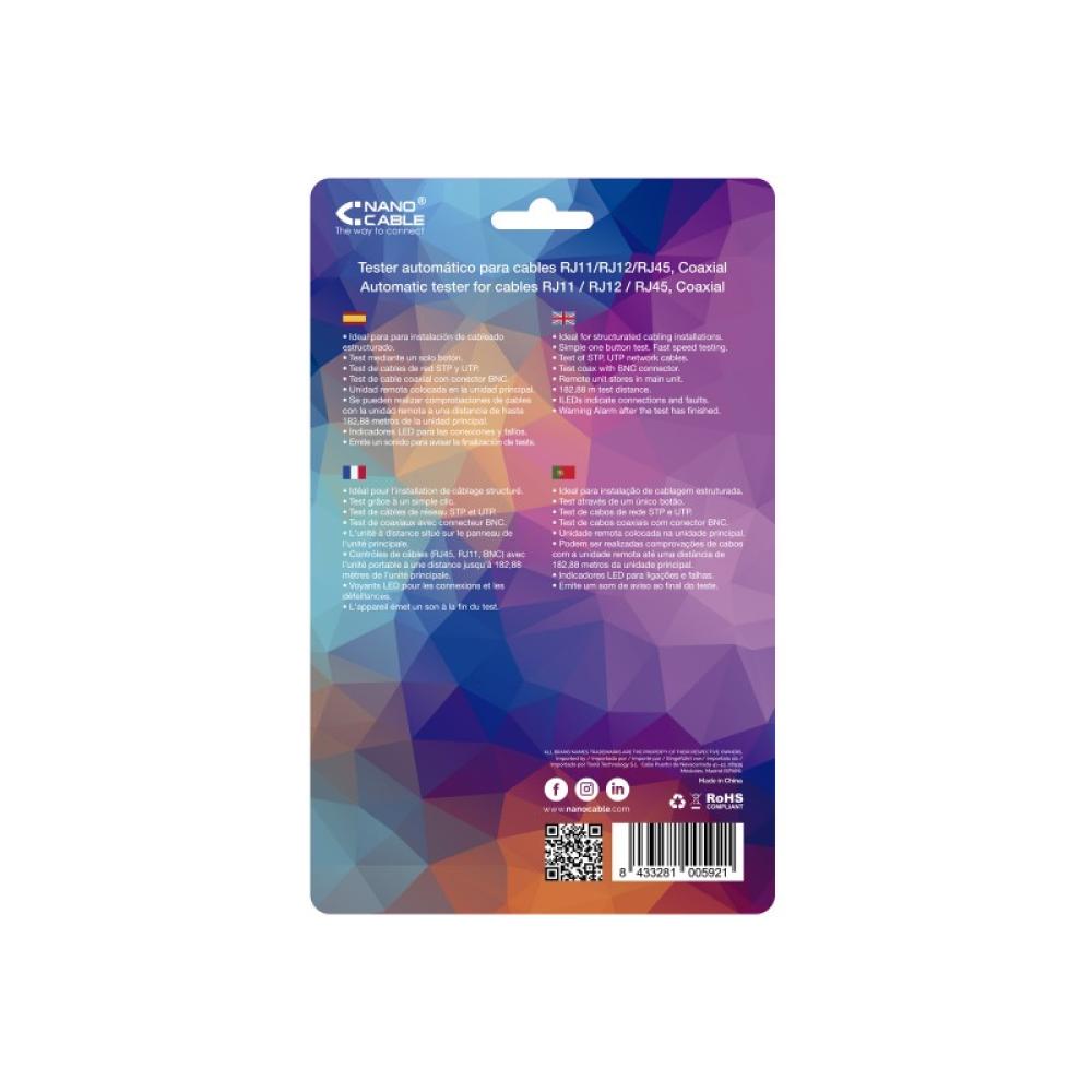 Nanocable - TESTEADOR PARA CABLE RJ11/RJ12/RJ45, COAXIAL