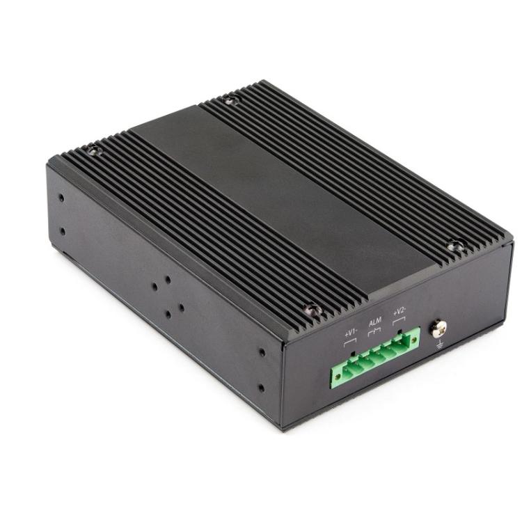 StarTech.com - Switch Conmutador Industrial Ethernet Gigabit 6 Puertos - 4x RJ45 PoE - 2 Ranuras SFP PoE+ de 30W 12-48VDC DIN (I