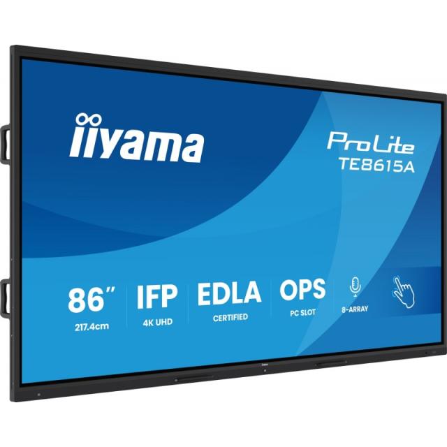 iiyama - TE8615A-B1AG pantalla de señalización Panel plano interactivo 2,17 m (85.6") Wifi 550 cd / m² 4K Ultra HD Negro Pantall