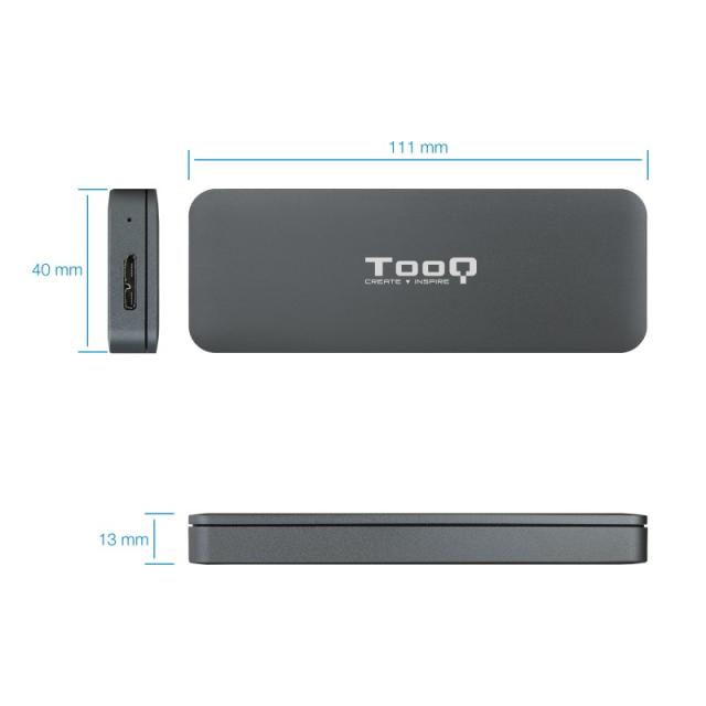 TooQ - TQE-2281G caja para disco duro externo Caja externa para unidad de estado sólido (SSD) Gris M.2