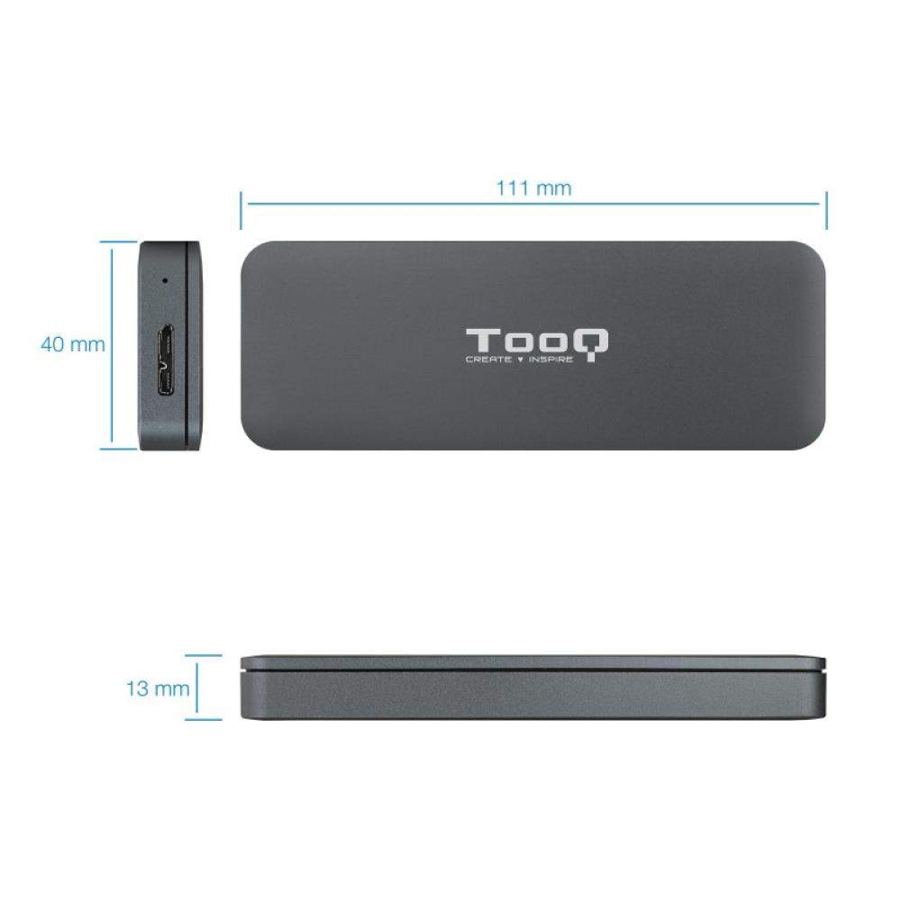 TooQ - TQE-2281G caja para disco duro externo Caja externa para unidad de estado sólido (SSD) Gris M.2