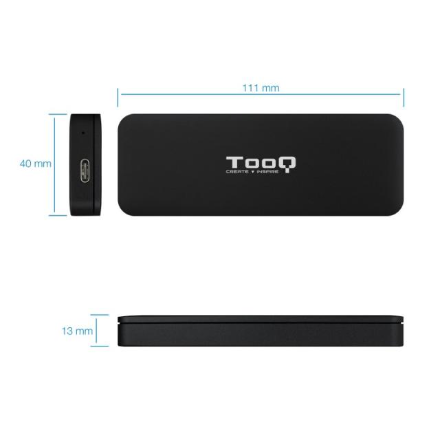 TooQ - TQE-2280B caja para disco duro externo Caja externa para unidad de estado sólido (SSD) Negro M.2