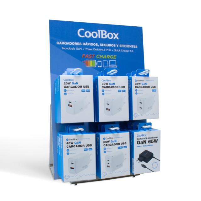 CoolBox - PACK 12 CARGADORES GAN + EXPOSITOR
