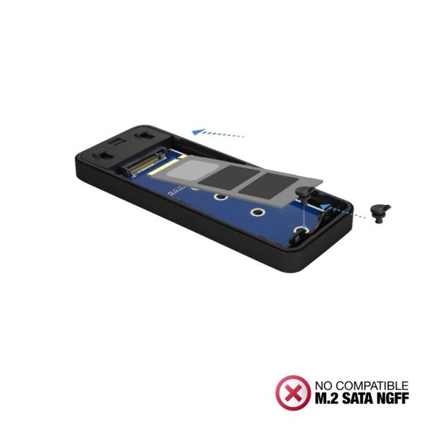 TooQ - TQE-2280B caja para disco duro externo Caja externa para unidad de estado sólido (SSD) Negro M.2