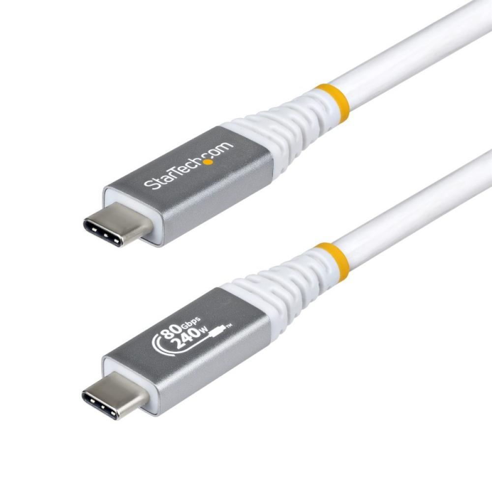 StarTech.com - Cable USB4 50cm - Cable USB-C Certificado USB-IF - 80Gbps - Cable USB Tipo C - PD de 240W - - CC50CM80GUSB4CABLEW