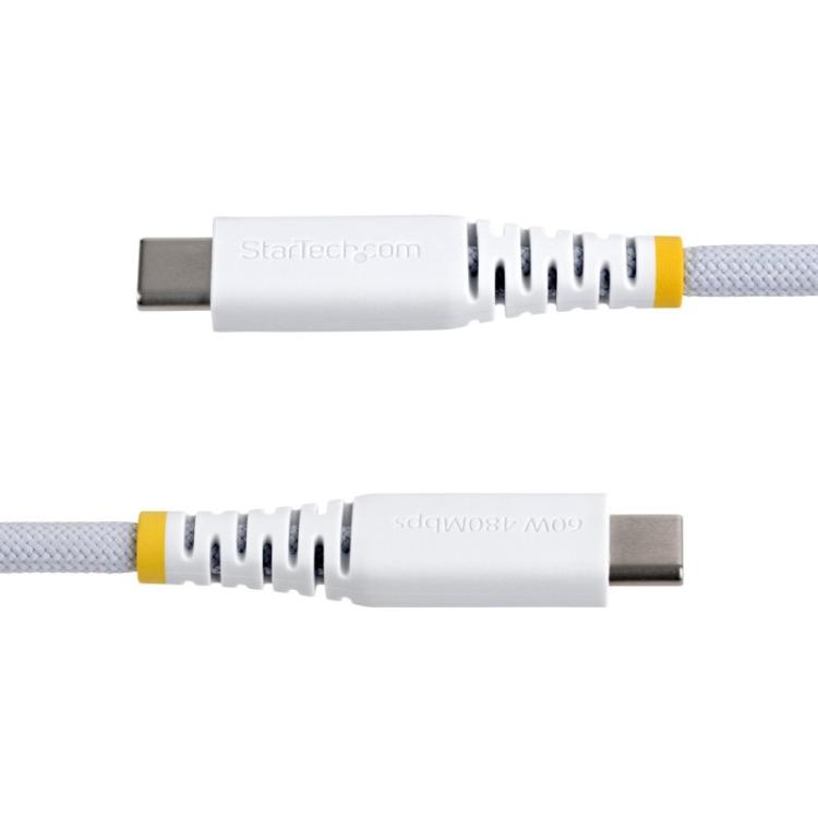 StarTech.com - Cable de Carga USB-C Trenzado de 2m - Cable Cargador USB Tipo C para Portátil - Cable Resistente - USB2CC2MNCBRWH