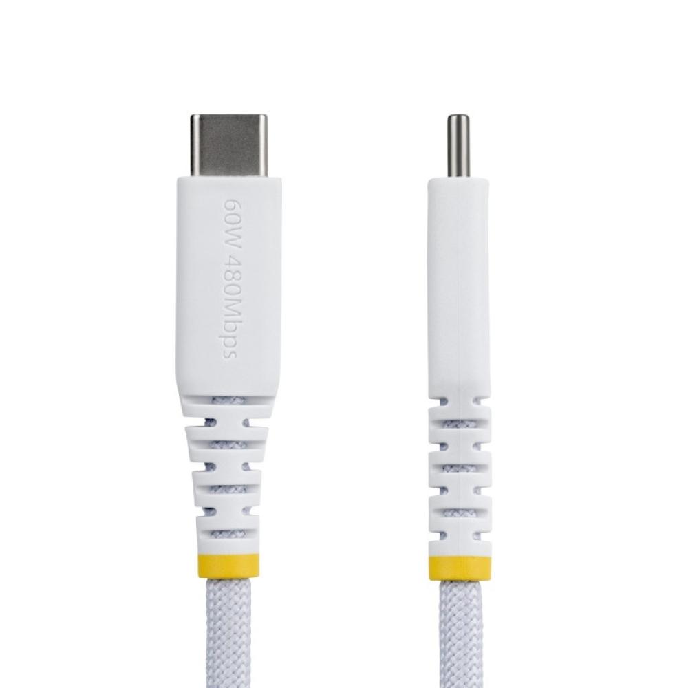 StarTech.com - Cable de Carga USB-C Trenzado de 2m - Cable Cargador USB Tipo C para Portátil - Cable Resistente - USB2CC2MNCBRWH