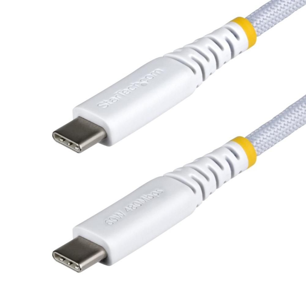 StarTech.com - Cable de Carga USB-C Trenzado de 2m - Cable Cargador USB Tipo C para Portátil - Cable Resistente - USB2CC2MNCBRWH