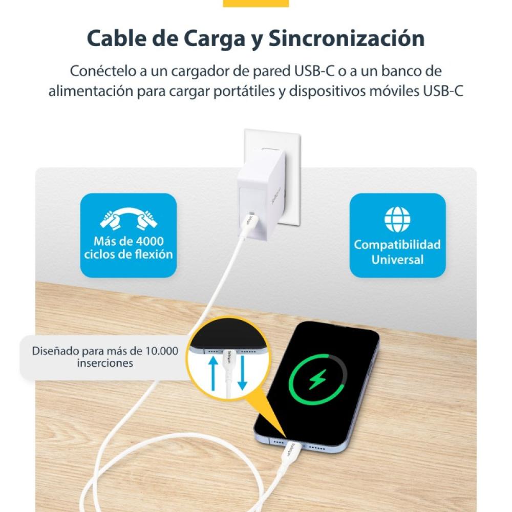 StarTech.com - Cable de Carga USB-C de 3m - Cable de Carga USB Tipo C para Portátil - Cable USB para Tablet o Móvi - USB2CC3MWHE