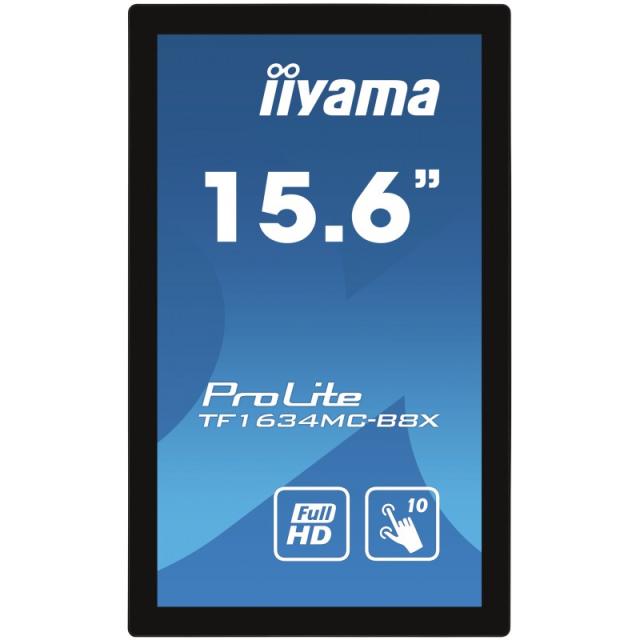 iiyama - ProLite TF1634MC-B8X pantalla para PC 39,6 cm (15.6") 1920 x 1080 Pixeles Full HD LED Pantalla táctil Multi-usuario Neg
