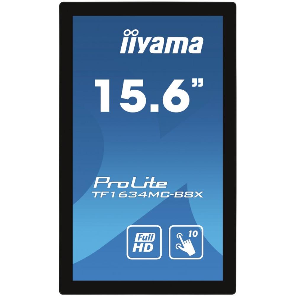 iiyama - ProLite TF1634MC-B8X pantalla para PC 39,6 cm (15.6") 1920 x 1080 Pixeles Full HD LED Pantalla táctil Multi-usuario Neg