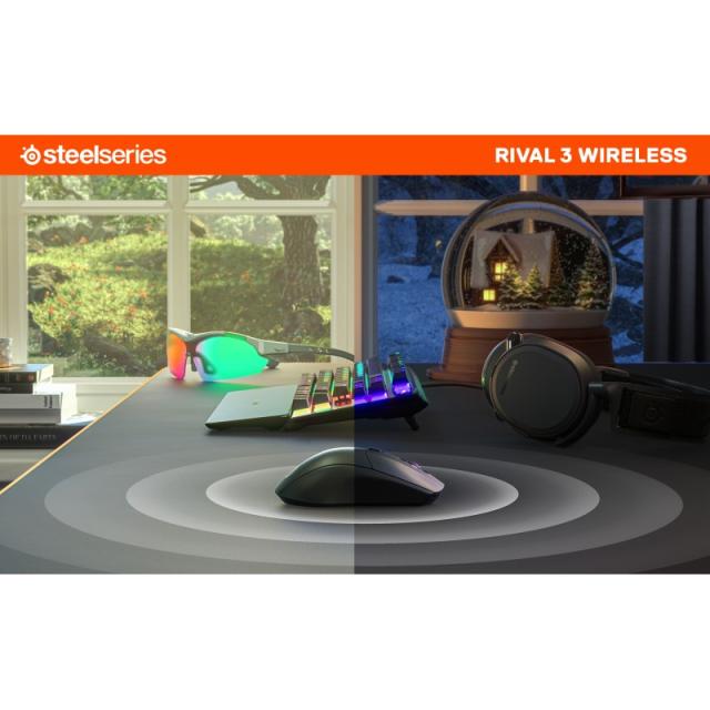 Steelseries - Rival 3 Wireless ratón Juego mano derecha RF Wireless + Bluetooth Óptico 18000 DPI