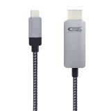 Nanocable - 10.15.5103 adaptador de cable de vídeo 3 m USB Tipo C HDMI Aluminio, Negro