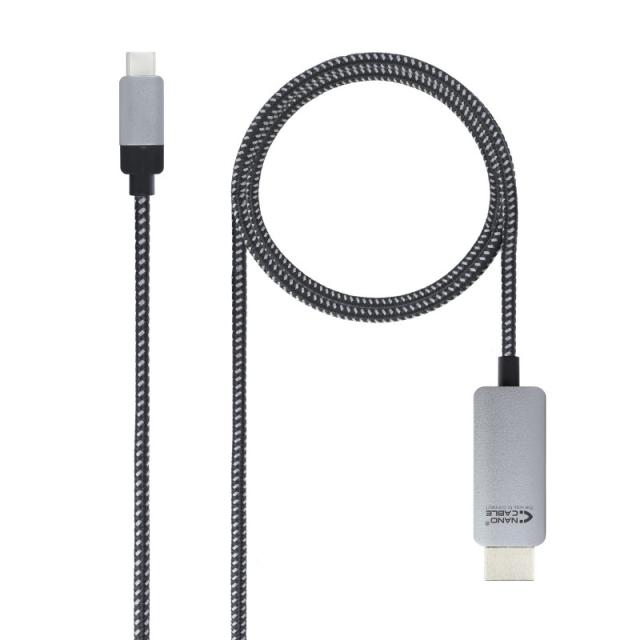 Nanocable - 10.15.5103 adaptador de cable de vídeo 3 m USB Tipo C HDMI Aluminio, Negro
