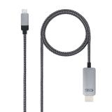Nanocable - 10.15.5103 adaptador de cable de vídeo 3 m USB Tipo C HDMI Aluminio, Negro