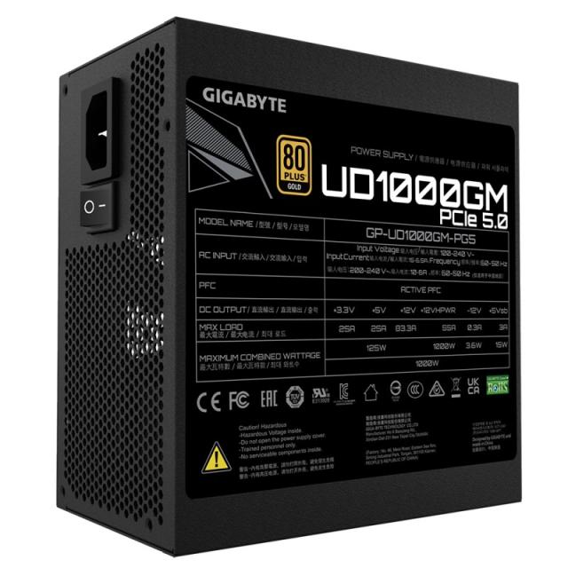 GIGABYTE - UD1000GM PG5 unidad de fuente de alimentación 1000 W 20+4 pin ATX ATX Negro
