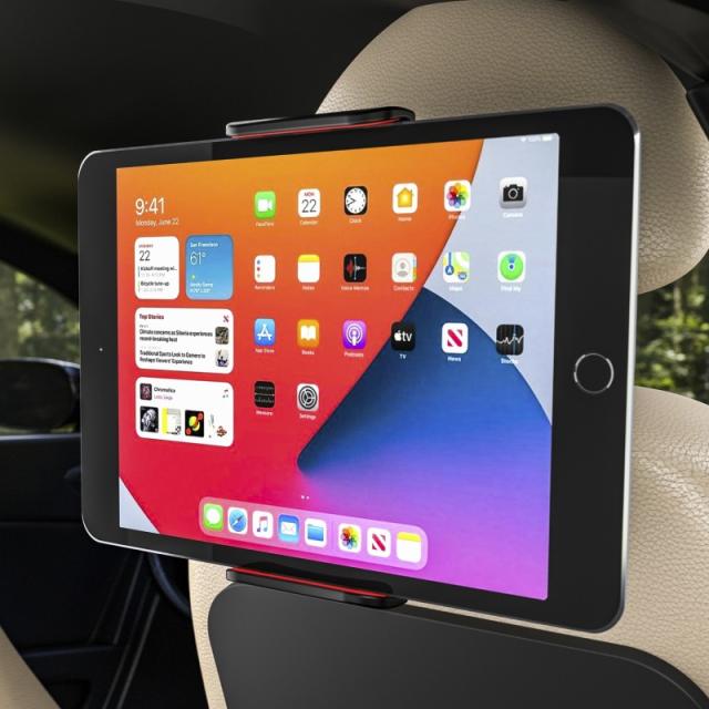 AISENS - Soporte Coche Ajustable (1 Pivote) Para Reposacabezas Para Telefono / Tablet, Rojo