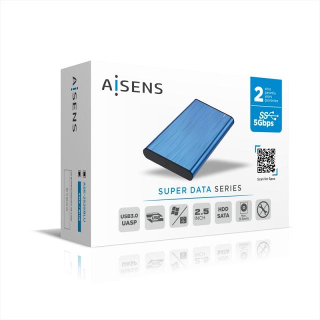 AISENS - Caja Externa 2,5" ASE-2525BLU 9.5mm SATA a USB 3.0/USB3.1 Gen1, Azul