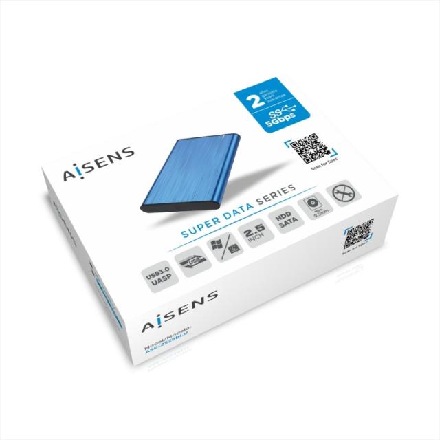 AISENS - Caja Externa 2,5" ASE-2525BLU 9.5mm SATA a USB 3.0/USB3.1 Gen1, Azul