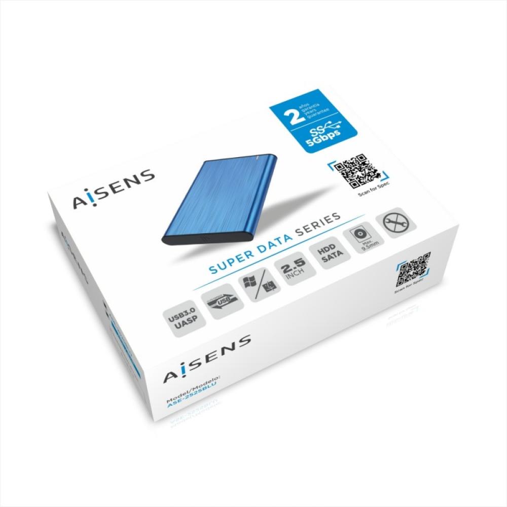 AISENS - Caja Externa 2,5" ASE-2525BLU 9.5mm SATA a USB 3.0/USB3.1 Gen1, Azul