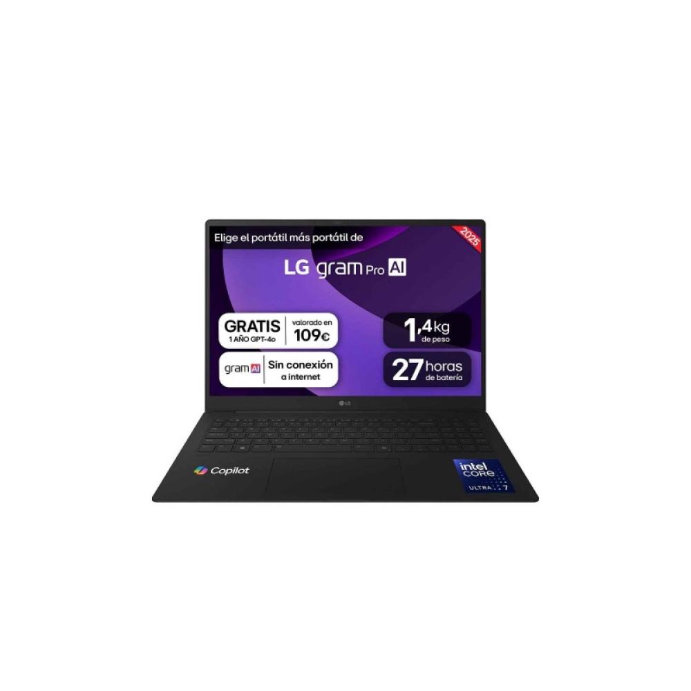 LG - Gram Pro 16Z90TR Copilot+ PC Intel Core Ultra 7 255H Portátil 40,6 cm (16") WQXGA 32 GB LPDDR5x-SDRAM 1 TB SSD NVIDIA GeFor