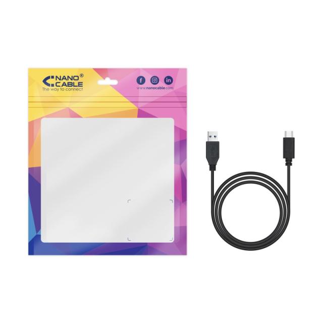Nanocable - Cable USB 3.1 Gen2 10Gbps 3A, tipo USB-C/M-A/M, negro, 0.5 m
