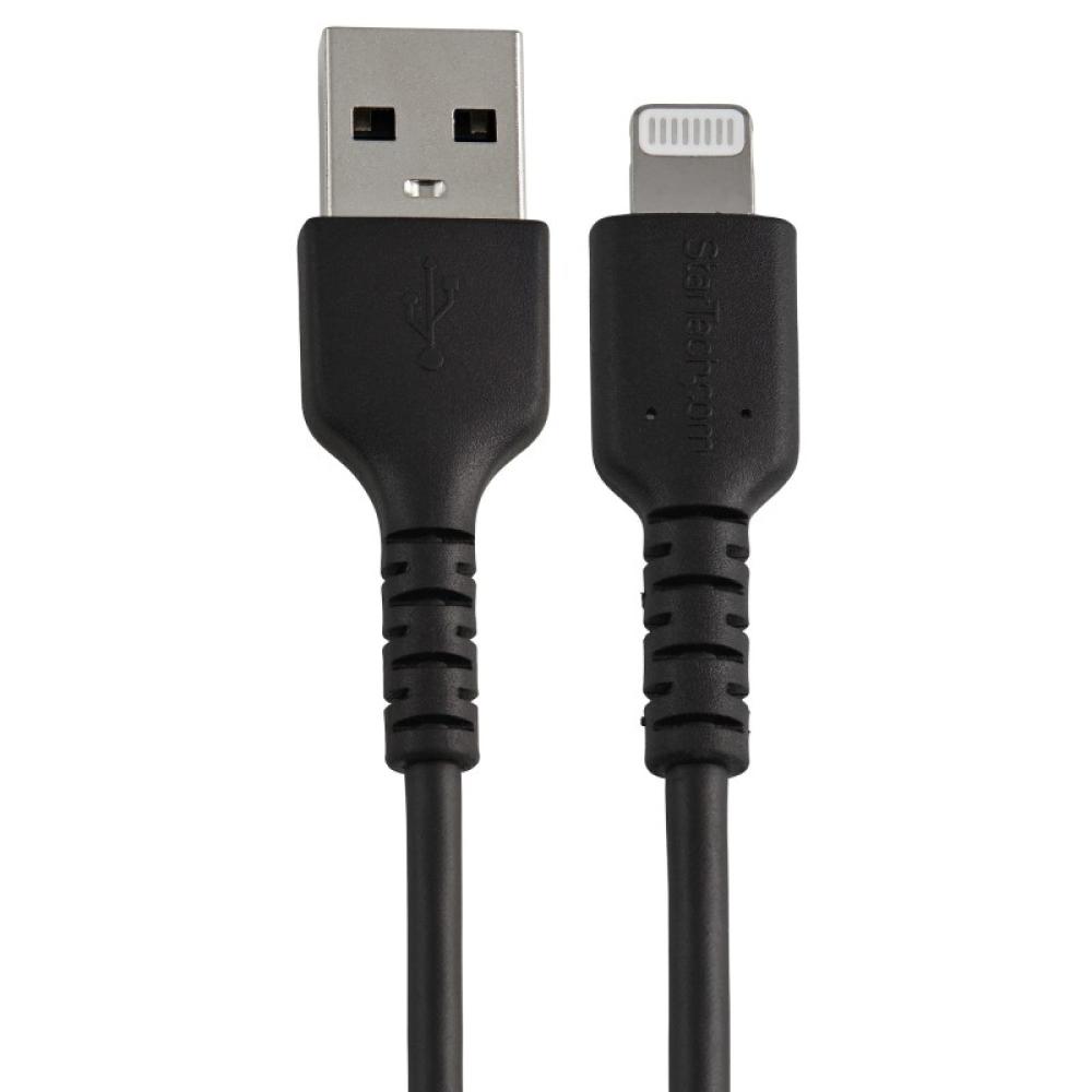 StarTech.com - Cable Resistente USB-A a Lightning de 30 cm Negro - Cable de Sincronización y Carga USB Tipo A a Lightning con Fi