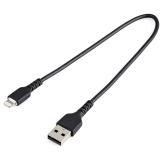 StarTech.com - Cable Resistente USB-A a Lightning de 30 cm Negro - Cable de Sincronización y Carga USB Tipo A a Lightning con Fi