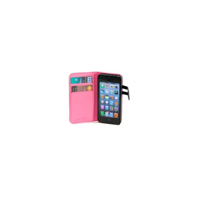 Sin Marca - FUNDA WAZZABEE PARA IPHONE 5 POLIPIEL, MARCO INTERIOR PLASTICO, CIERRE MAGNETICO, ROSA (WB-M30WP-PK)