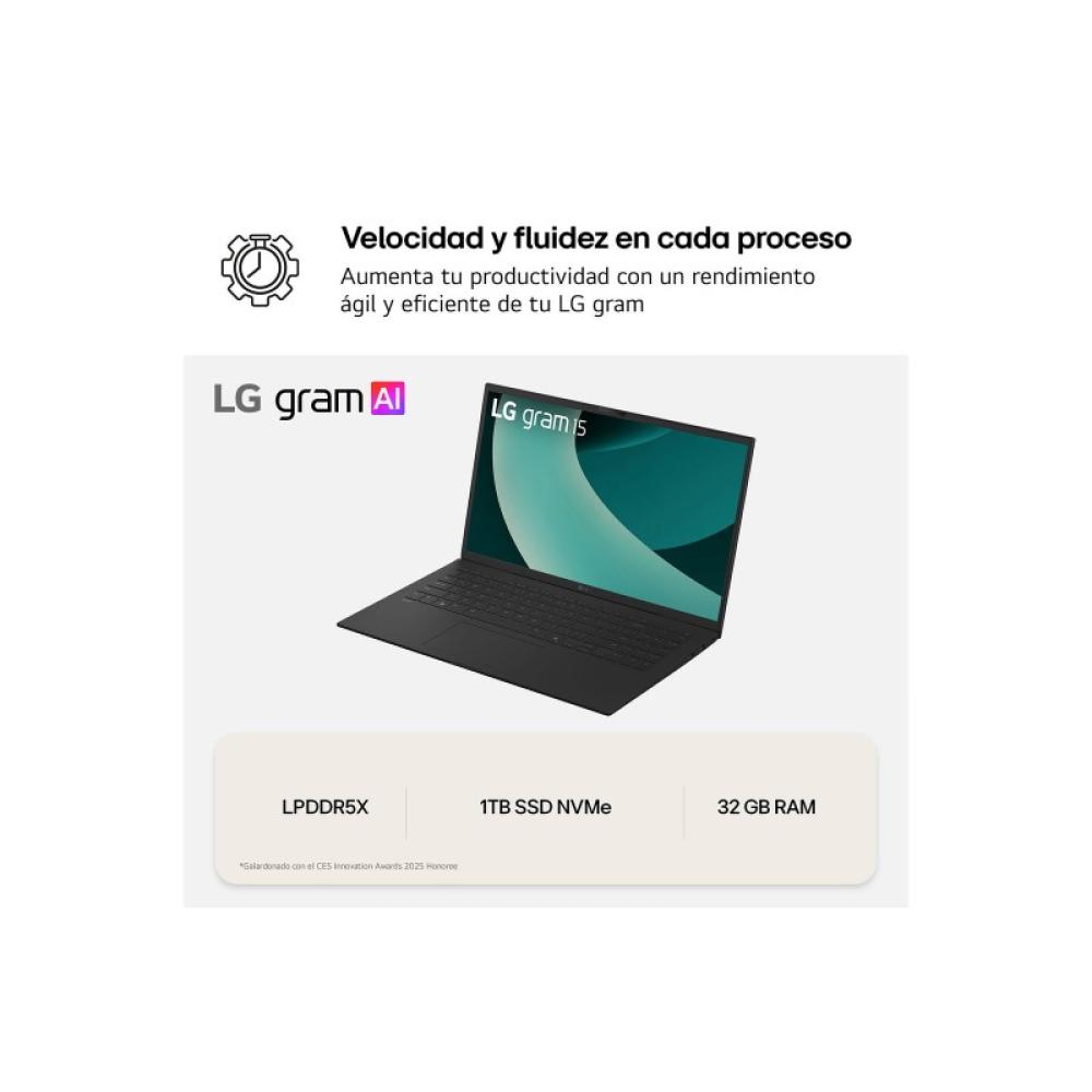 LG - Gram 15Z80T-G.AU88B ordenador portatil AMD Ryzen AI 7 350 Portátil 39,6 cm (15.6") Full HD 32 GB LPDDR5x-SDRAM 1 TB SSD Wi-