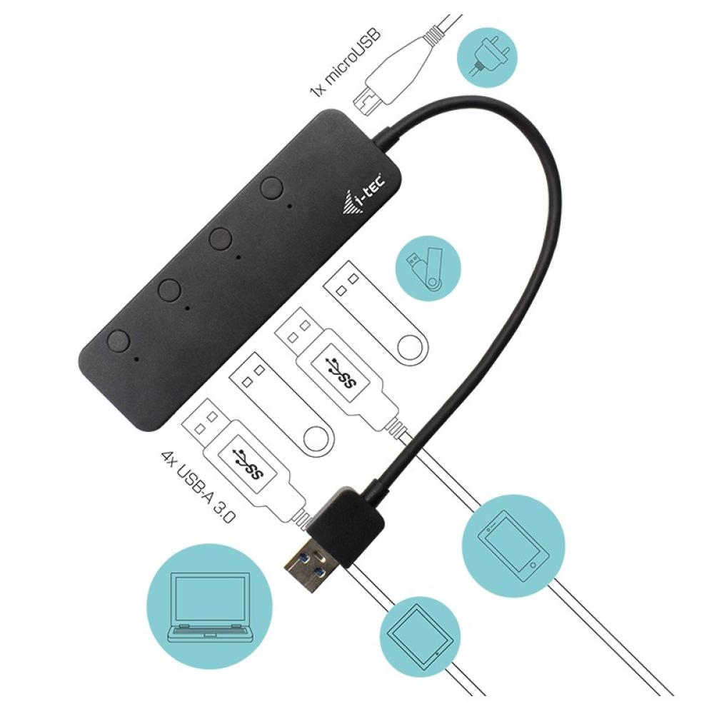 i-tec - USB 3.0 Metal HUB 4 Port with individual On/Off Switches