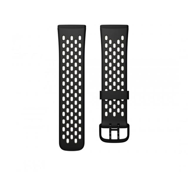 Fitbit - FB174SBBKWTL smart wearable accessory Grupo de rock Negro, Blanco Aluminio, Silicona