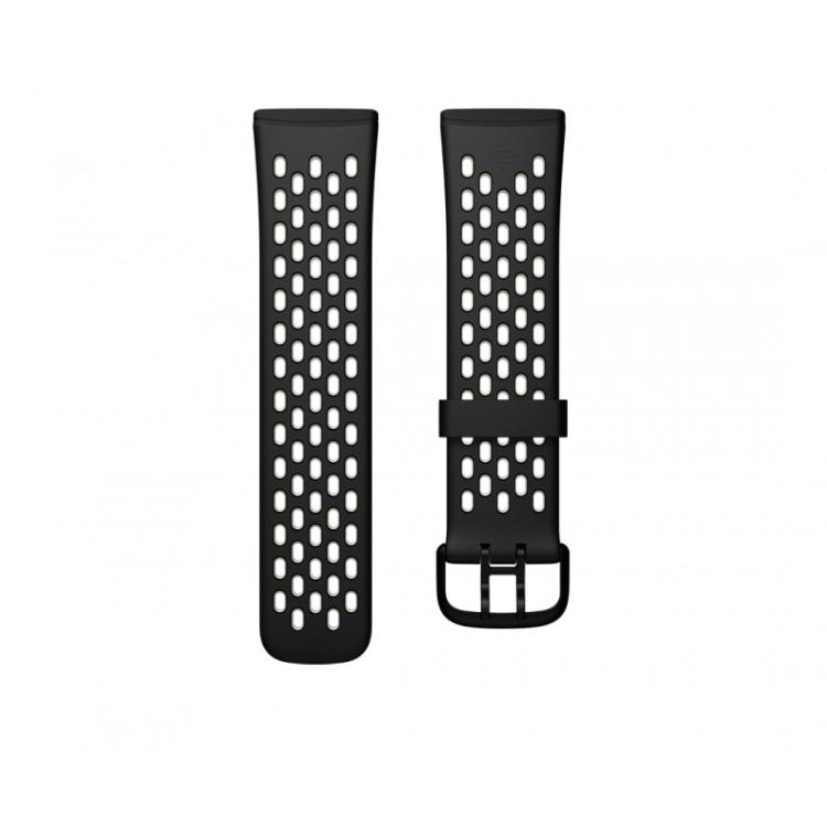 Fitbit - FB174SBBKWTL smart wearable accessory Grupo de rock Negro, Blanco Aluminio, Silicona
