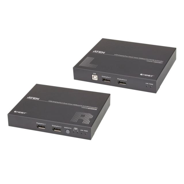 ATEN - Extensor de KVM USB DisplayPort de vista doble HDBaseT™ 2.0 (4K a 100 m para vista individual)