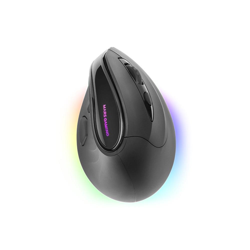 Mars Gaming - MM-SK, Ratón Gaming Inalámbrico Vertical, Diseño Ergonómico, Iluminación RGB Chroma, Sensor Óptico Pixart 8 - MMSK