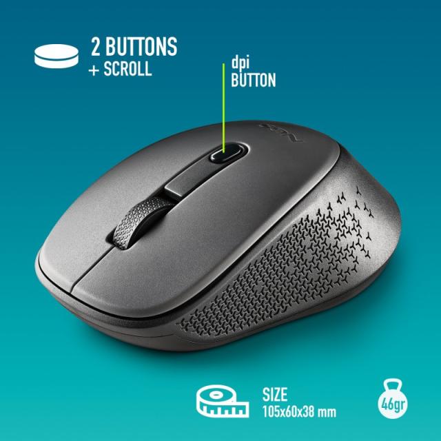 NGS - DEW ratón Oficina Ambidextro RF inalámbrico Óptico 1600 DPI - NGS-MOUSE-1348