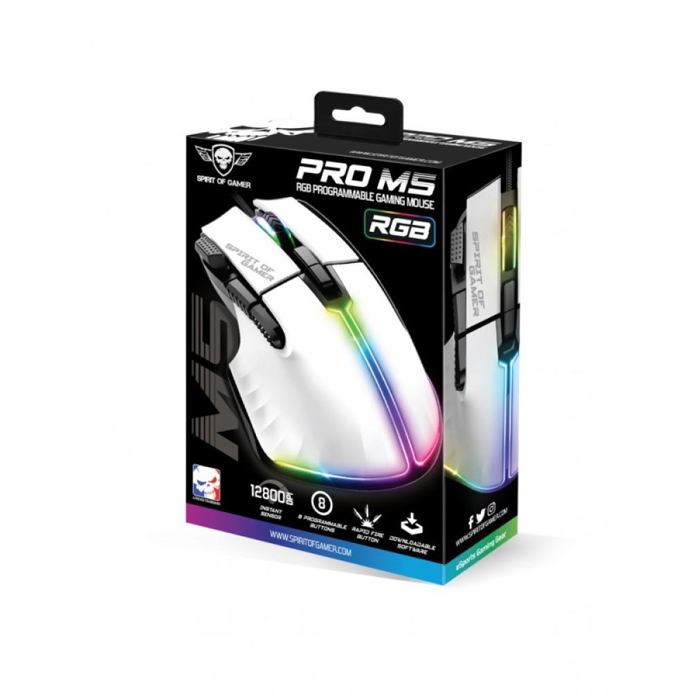 Spirit of Gamer - PRO-M5 ARTIC ratón Juego mano derecha USB tipo A Óptico 12800 DPI