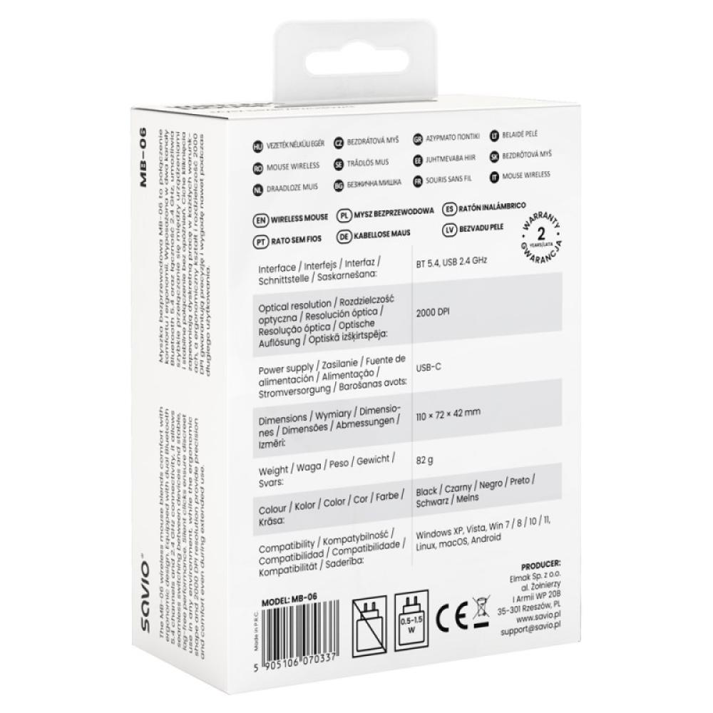 Savio - MB-06 ratón Universal Ambidextro Bluetooth 3800 DPI