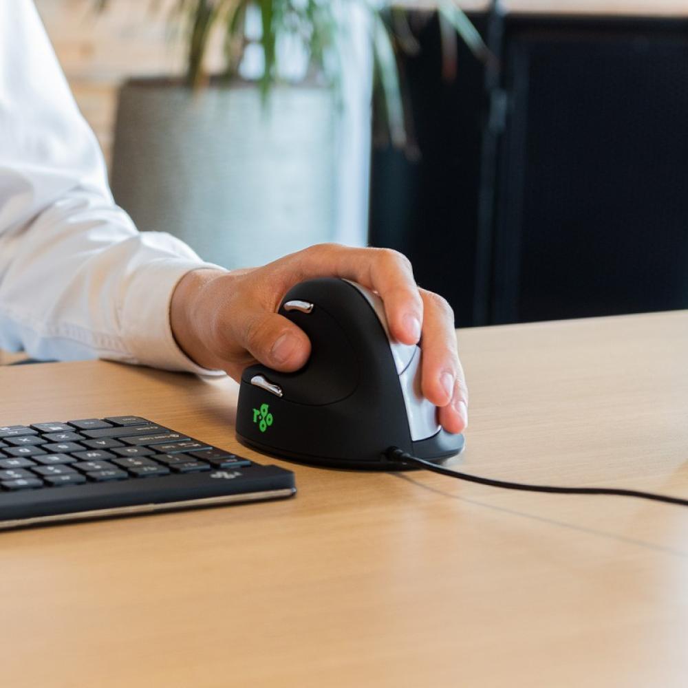 R-Go Tools - Ratón ergonómico R-Go HE Break con software de pausa, mediano (tamaño de mano 165-185 mm), zurdo, cableado, negro