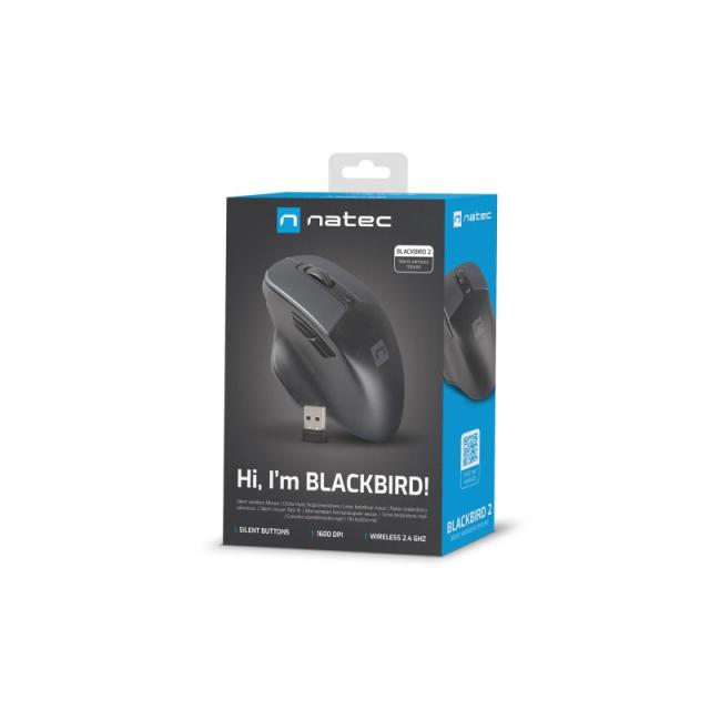 NATEC - BlackBird 2 ratón Oficina Ambidextro RF inalámbrico IR LED 1600 DPI