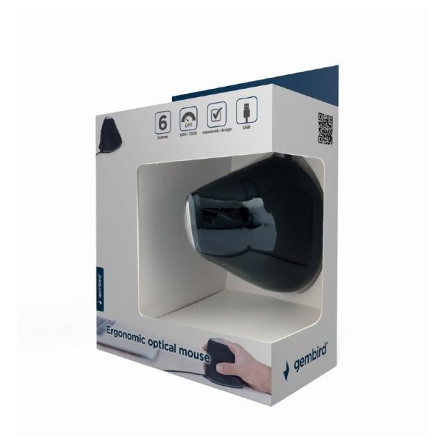 Gembird - MUS-ERGO-03 ratón Oficina mano derecha USB tipo A Óptico 3200 DPI