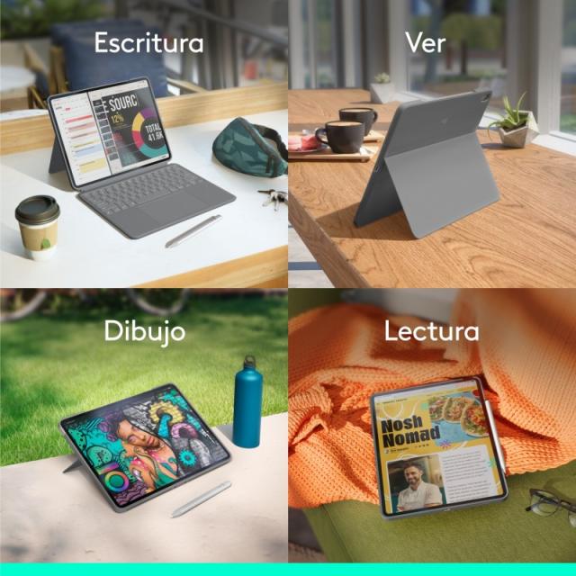 Logitech - Combo Touch, Funda con Teclado, iPad Air 13 Pulgadas (M2)(2024) - Teclado retroiluminado extraíble con Soporte abatib