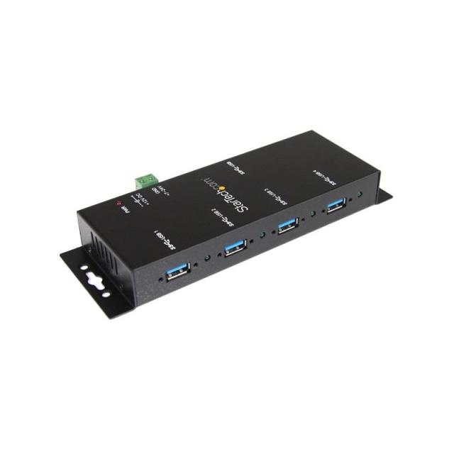StarTech.com - Hub Concentrador USB 3.0 de 4 Puertos - 5Gbps - Ladrón USB-A Industrial de Metal - de Montaje en Carril DIN, Pare