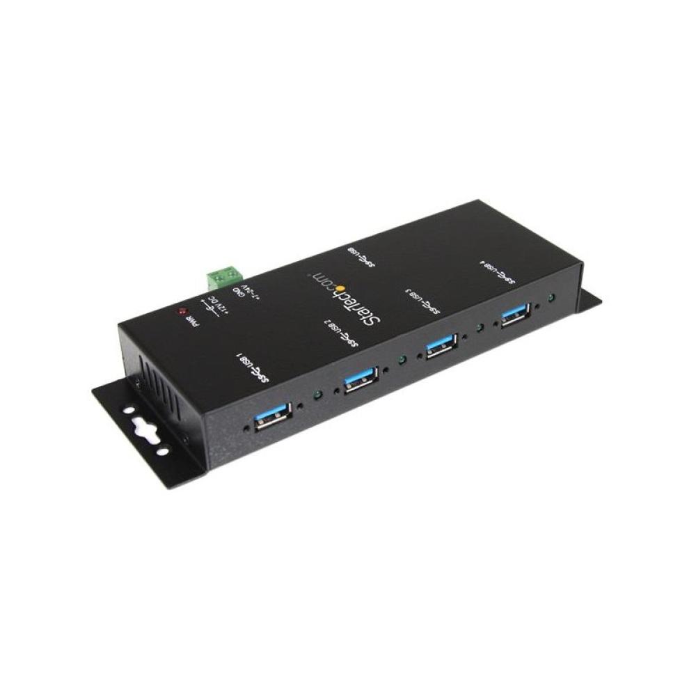 StarTech.com - Hub Concentrador USB 3.0 de 4 Puertos - 5Gbps - Ladrón USB-A Industrial de Metal - de Montaje en Carril DIN, Pare