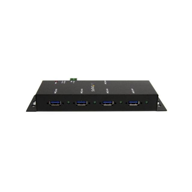 StarTech.com - Hub Concentrador USB 3.0 de 4 Puertos - 5Gbps - Ladrón USB-A Industrial de Metal - de Montaje en Carril DIN, Pare