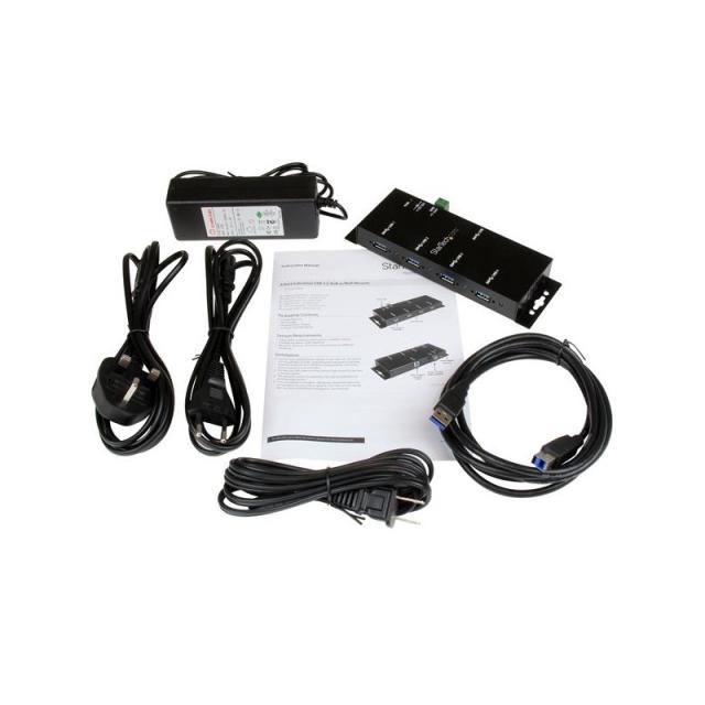 StarTech.com - Hub Concentrador USB 3.0 de 4 Puertos - 5Gbps - Ladrón USB-A Industrial de Metal - de Montaje en Carril DIN, Pare